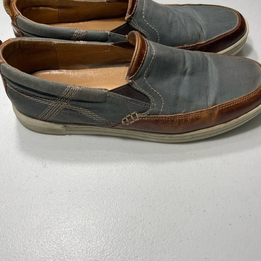BED|STU Men's Blue and Brown Slip-On Loafers Distressed Size 9.5 SB 70